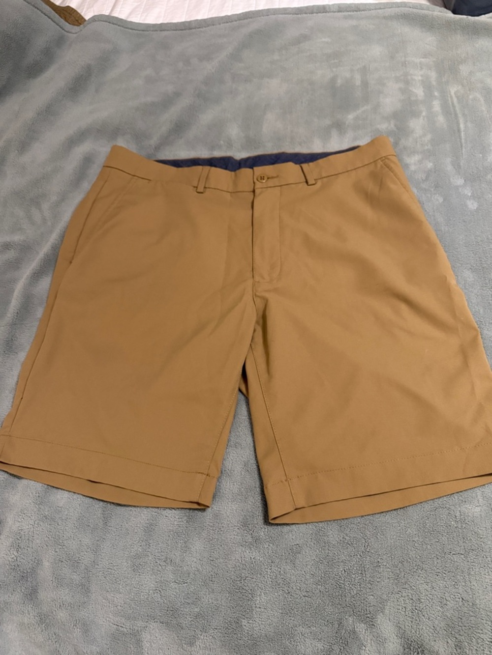Daniel Cremieux Tailored Tan Flat-Front Chino Shorts